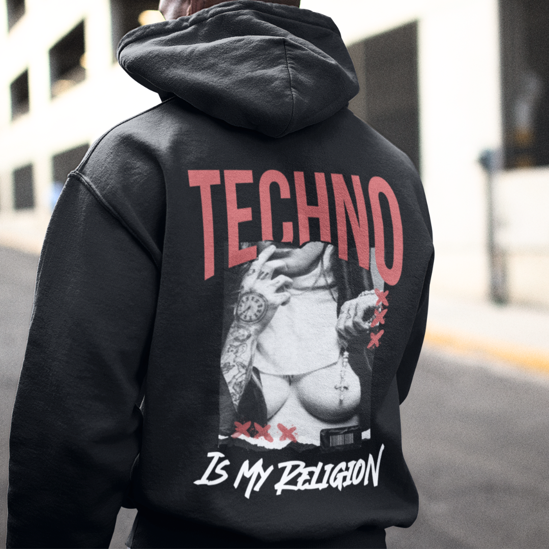 TECHNO MY RELIGION - Backprint Hoodie Unisex