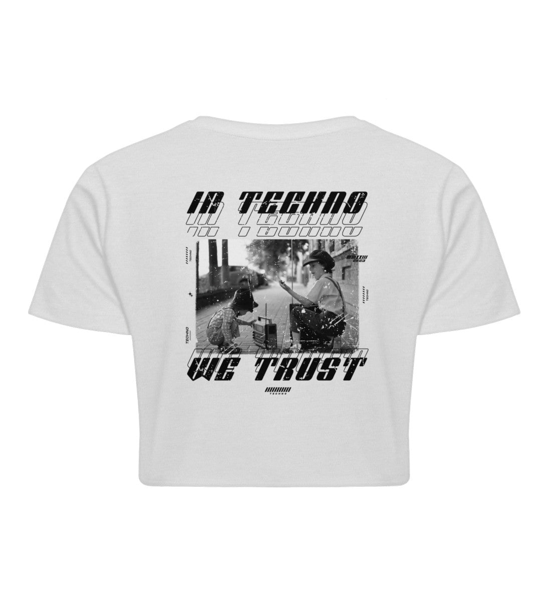 IN TECHNO WE TRUST - Backprint Bio Crop Top Damen