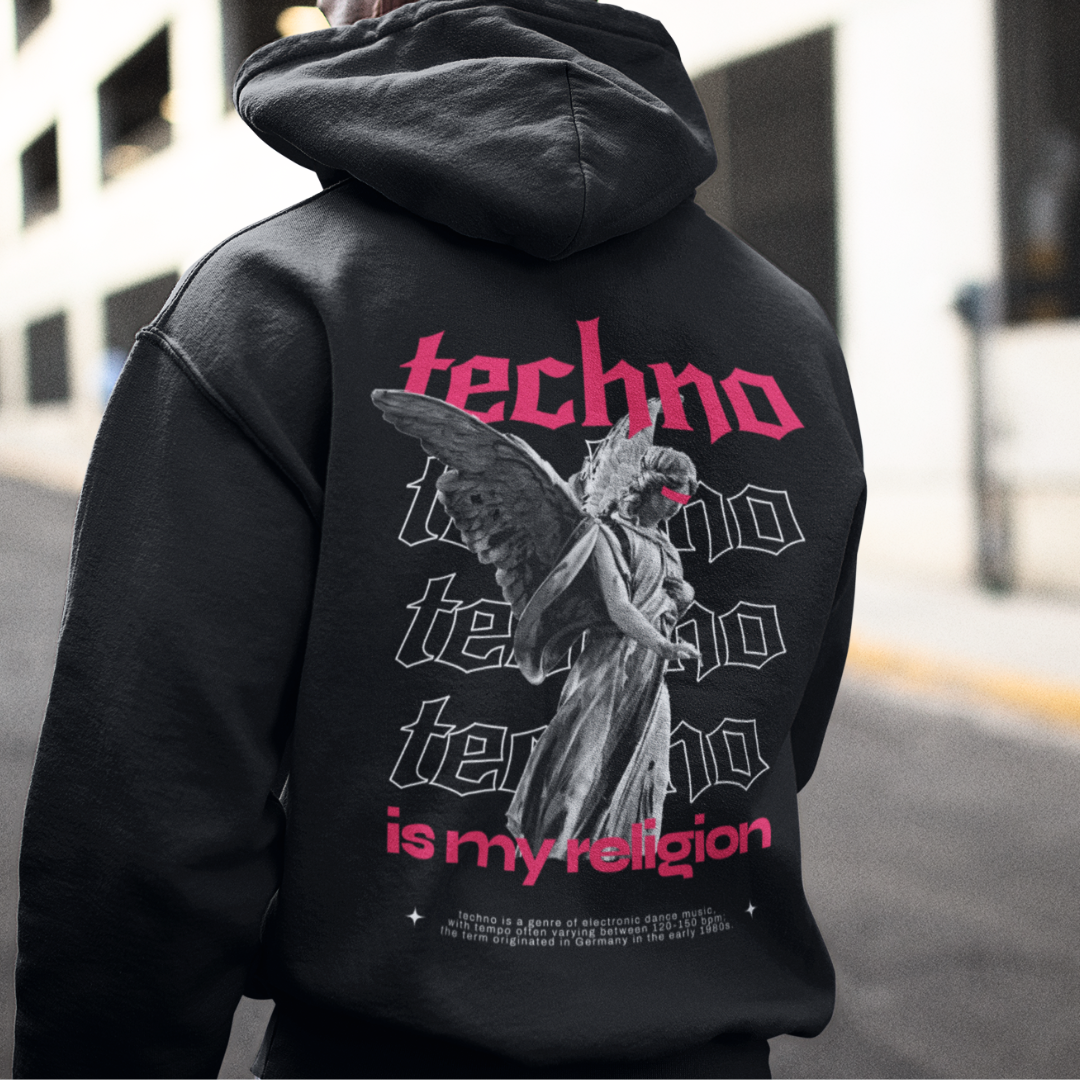 TECHNO IS MY RELIGION  - Backprint Hoodie Unisex
