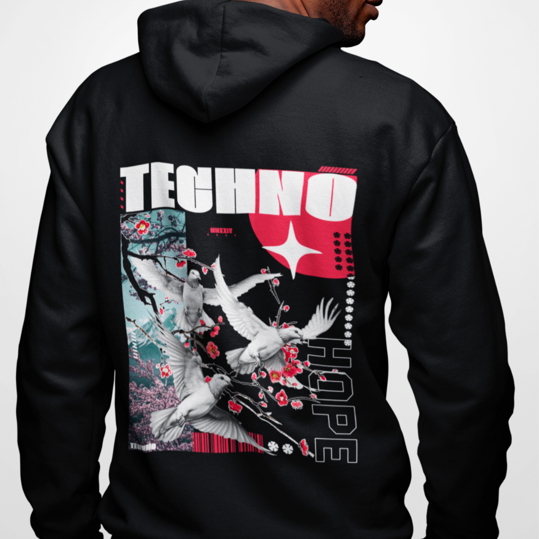 TECHNO IS MY HOPE  - Back- and Frontprint Hoodie Unisex