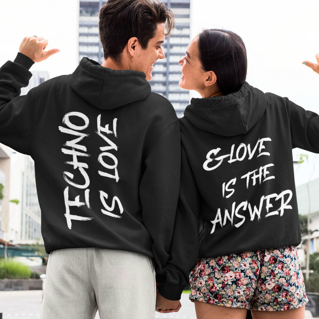 TECHNO IS LOVE  - Backprint Hoodie Unisex